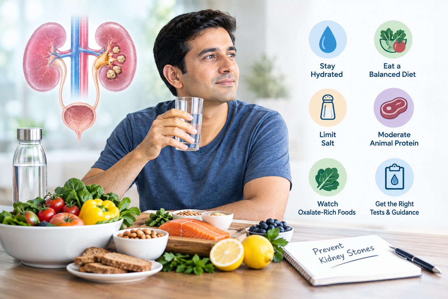 Kidney stone prevention, diet and fluid intake