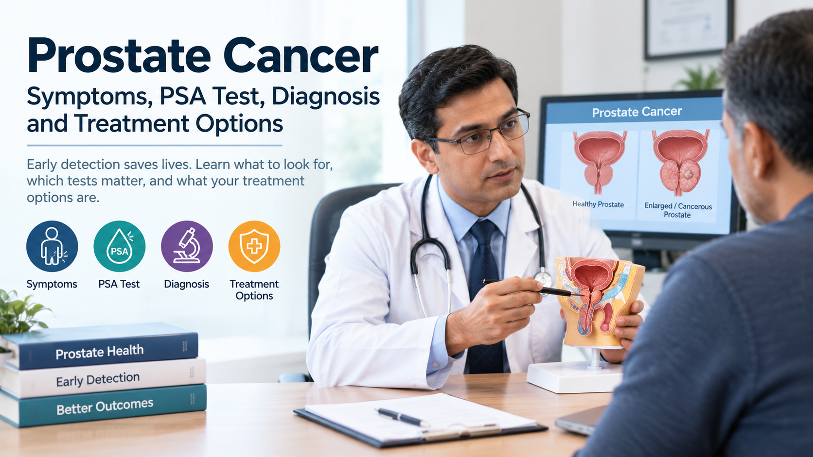 Prostate cancer symptoms, PSA testing and treatment